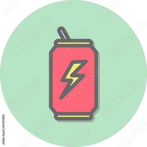 Energy Drink Line Filled Circle Vector Icon Design