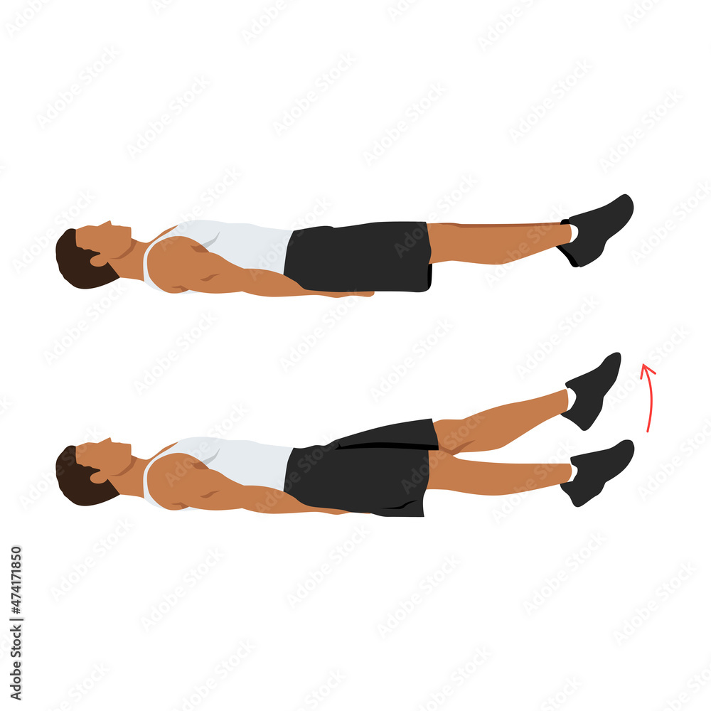 flutter kicks exercise. Flat vector illustration isolated on white