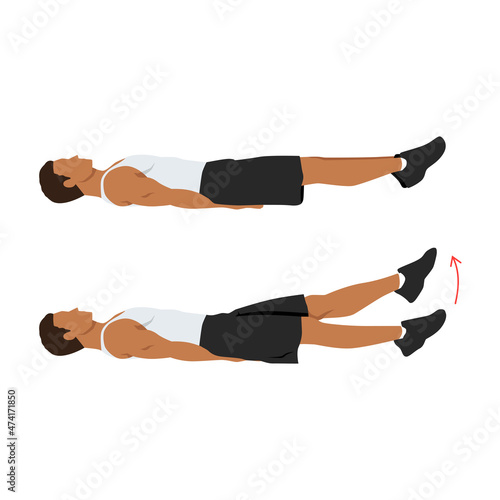 flutter kicks exercise. Flat vector illustration isolated on white background. Workout character