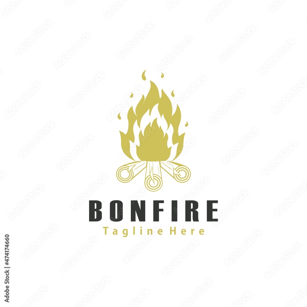 Bonfire logo. Adventure and camping logo. Vector illustration template design