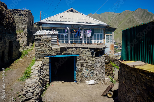 Architecture and streets of the ancient village of Richa in Dagestan photo