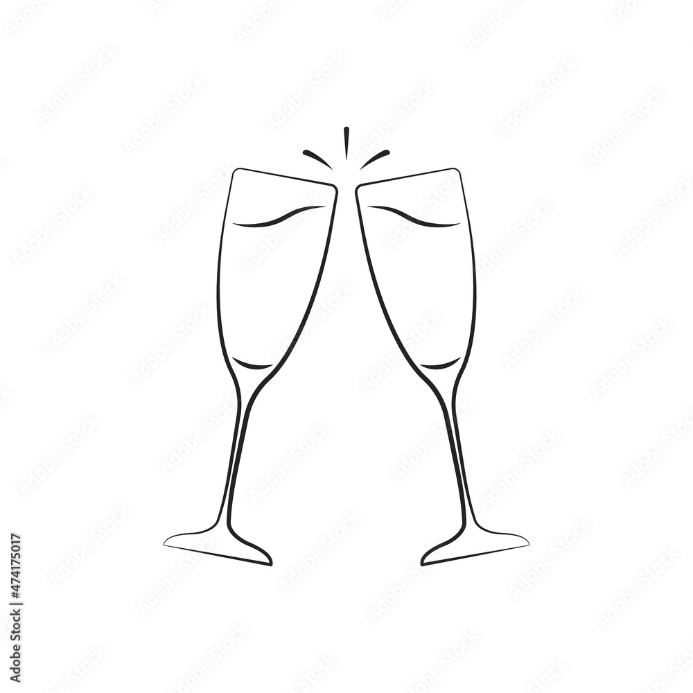 Obraz premium two hand drawn champagne glass or toast icon