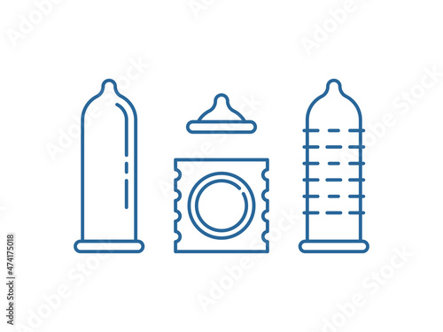blue thin line condoms like contraception icon