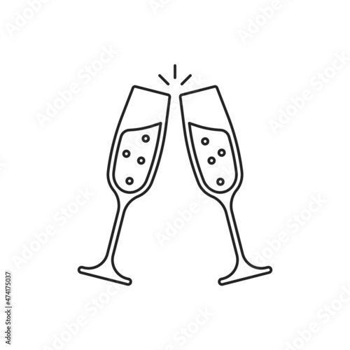 toast icon with two black thin line wineglasses