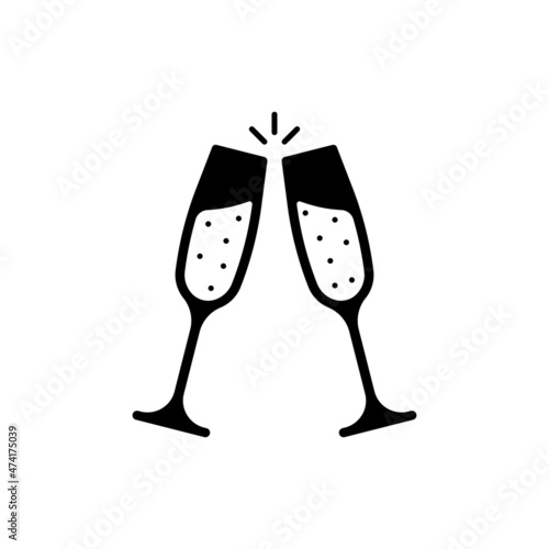 black toast icon like two champagne glasses
