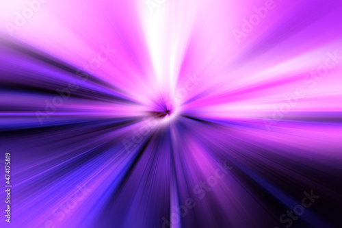 Abstract surface of radial blur zoom in lilac, pink and white tones. Abstract bright lilac background with radial, diverging, converging lines. 
