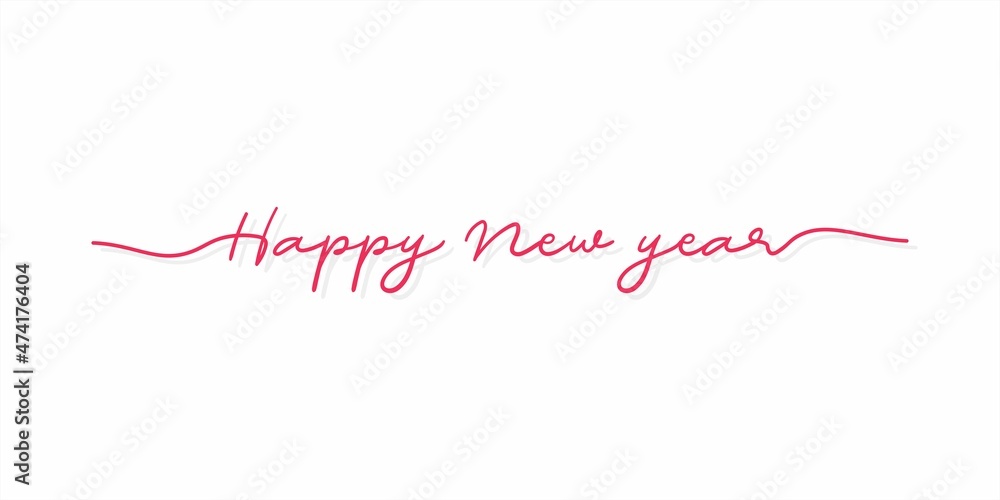 Happy New Year. Typographic Cursive Writing Greeting Card for New Year.  Illustration