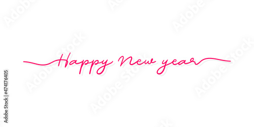 Happy New Year. Typographic Cursive Writing Greeting Card for New Year.  Illustration