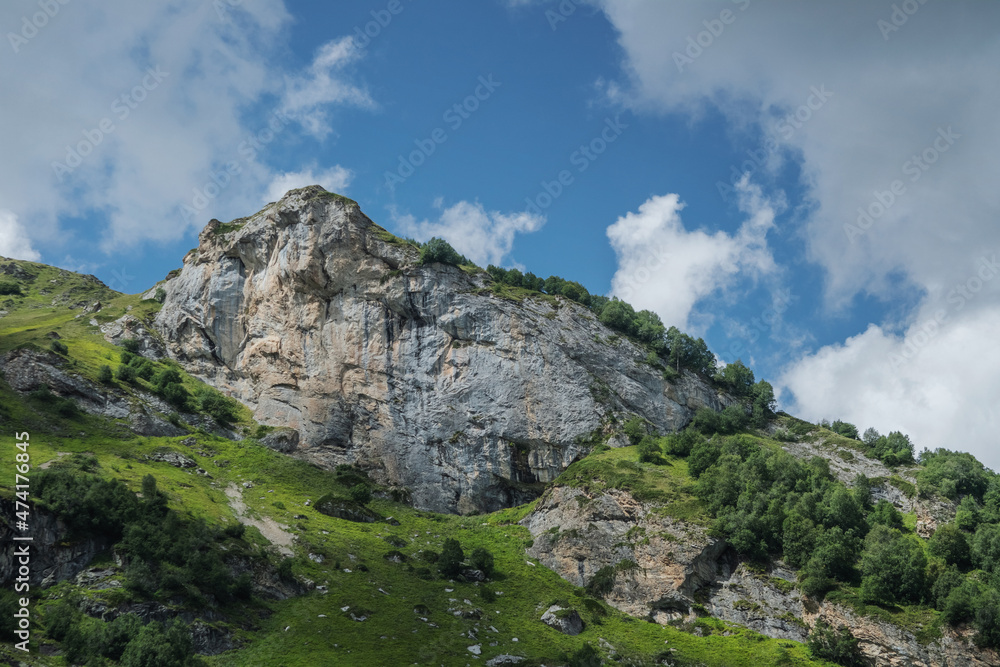 Beautiful rocks of mountain range Abishira-Akhuba, tourist resort of Arkhyz.