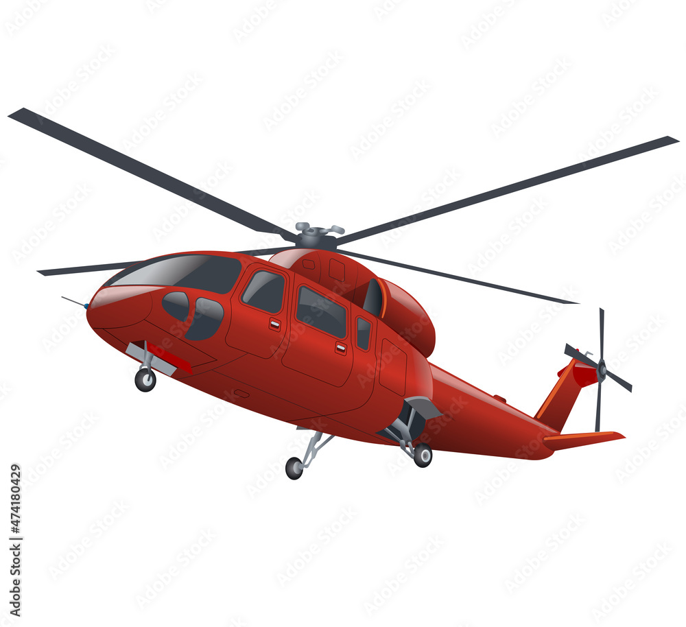 Fototapeta premium red helicopter flying
