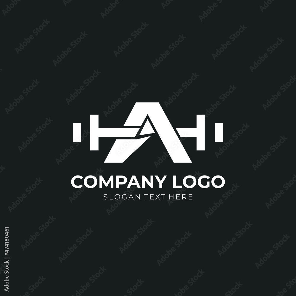 Letter A Logo With barbell. Fitness Gym logo. fitness vector logo