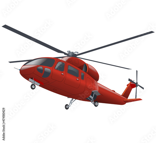 Fotografie, Tablou red helicopter flying