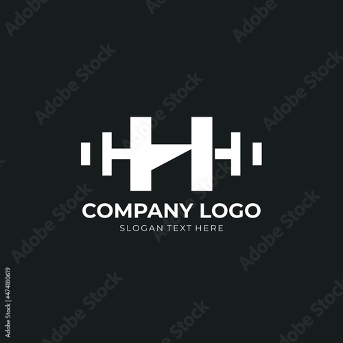 Letter H Logo With barbell. Fitness Gym logo. fitness vector logo design for gym and fitness