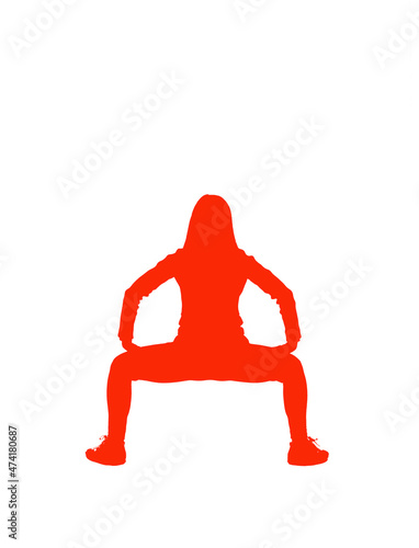 silhouette of girl doing warm-up gymnastic exercises