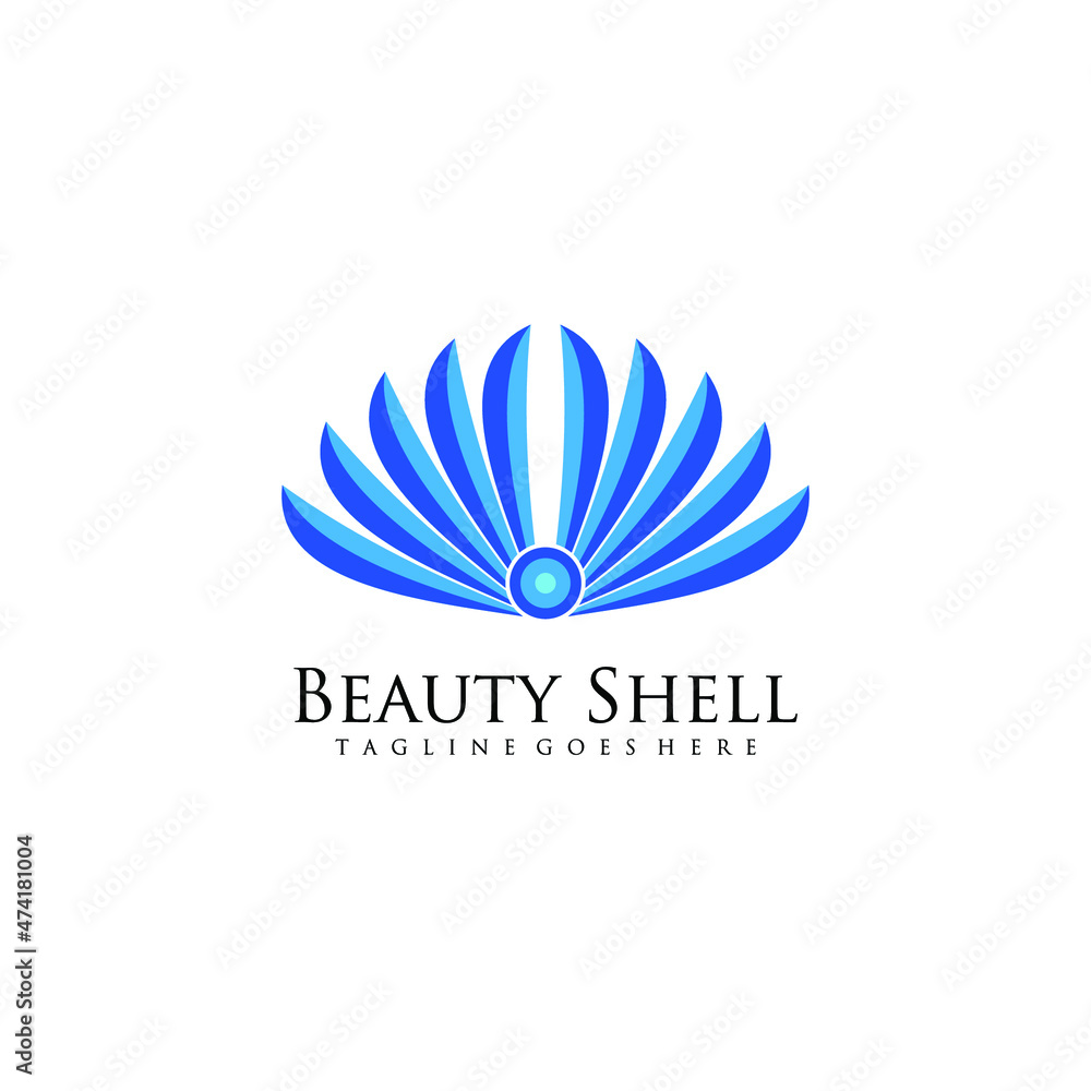 Unique and luxurious blue shell logo design