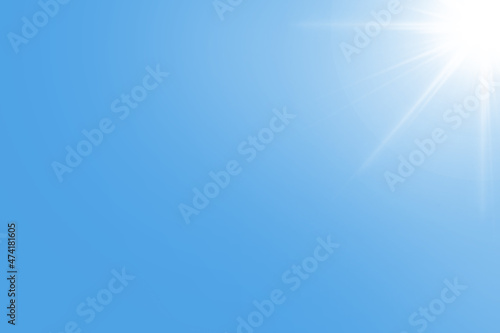 Sun in a clear blue sky for background