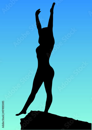 silhouette woman doing pilates and yoga poses