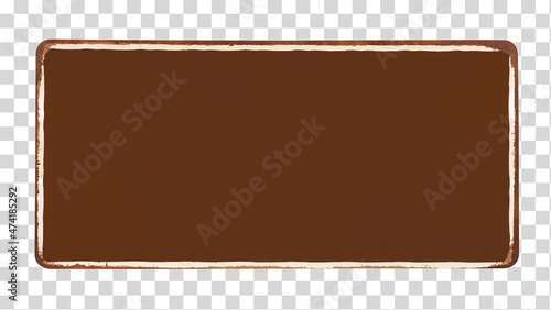 Vintage rusty enameled brown grunge metal sign  isolated on pattern background including clipping path