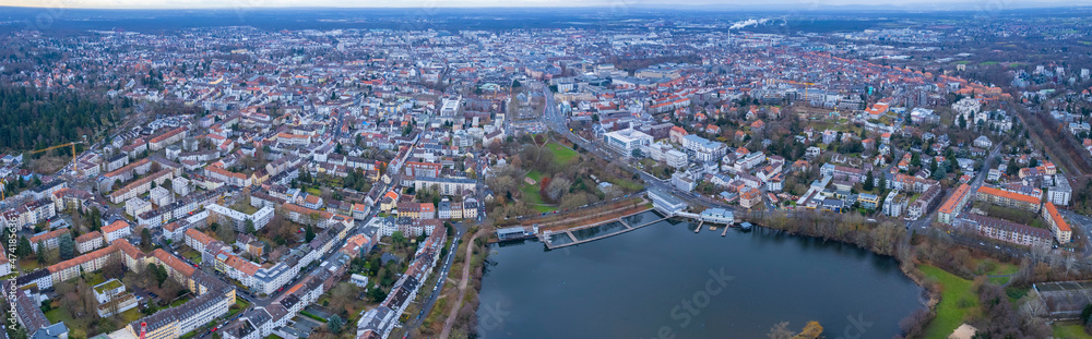 Aerial view of the city Darmstadt in Germany. On a overcast day in Autumn. Aerial view of the city Darmstadt in Germany. On a overcast day in Autumn.