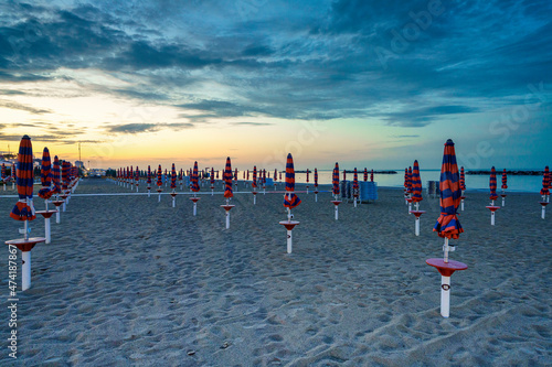 Fototapeta Naklejka Na Ścianę i Meble -  Beach of Porto San Giorgio, Marche, at evening