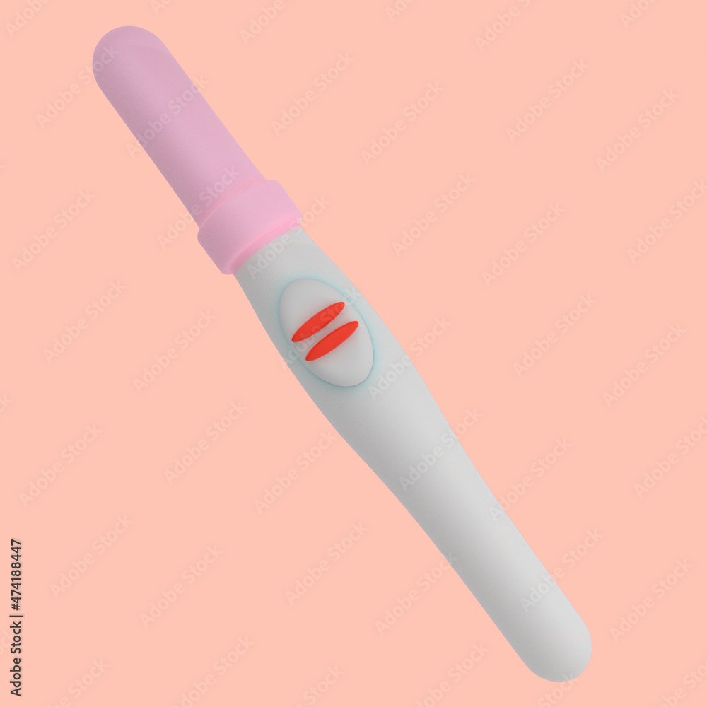 Positive Plastic Pregnancy Test, cartoon. 3d Rendering. 3d illustration. Positive Plastic Pregnancy Test, cartoon. 3d Rendering. 3d illustration.