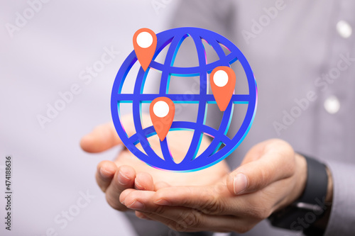 network holding in hand 3d connection data global