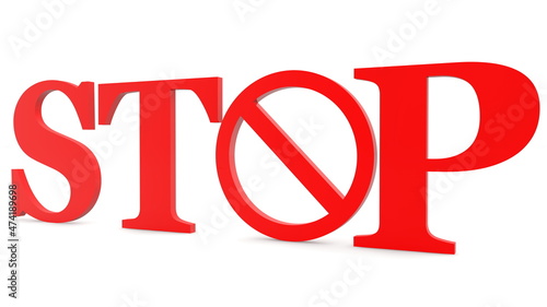 Stop concept in red color on white