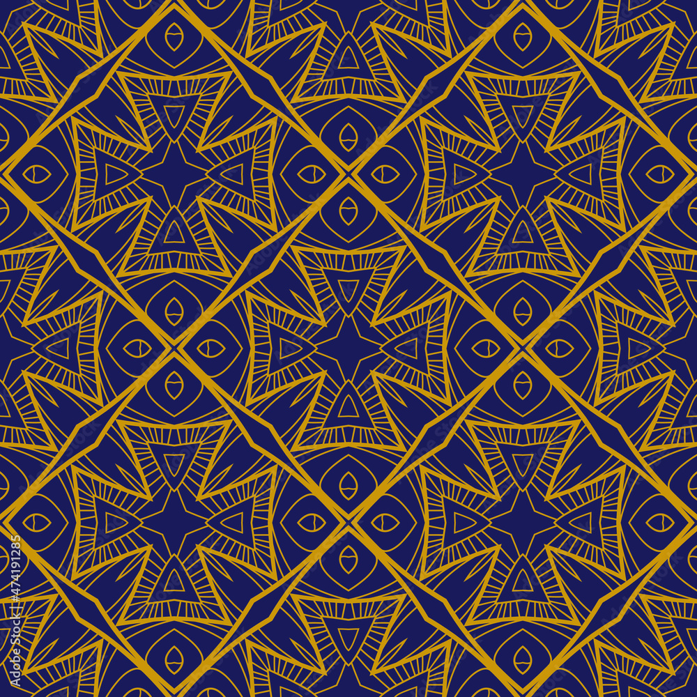 Seamless pattern for traditional arabic and indian pottery tiling, fabric, wall interior, cloth. Decor tile, texture print, mosaic oriental ornament.