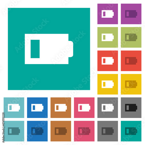 Low battery with one load unit square flat multi colored icons
