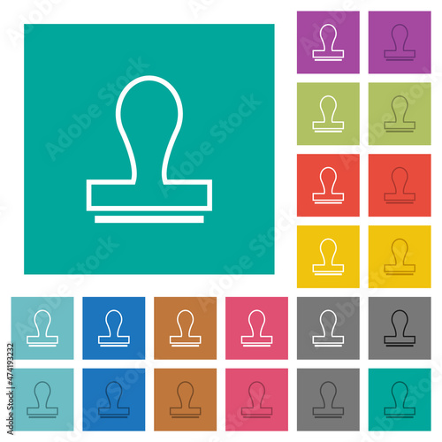 Stamp outline square flat multi colored icons