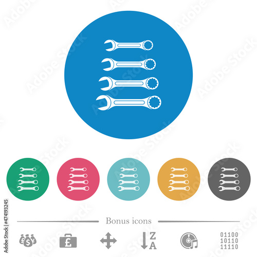Set of wrenches flat round icons