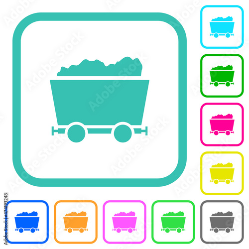 Packed mine cart vivid colored flat icons