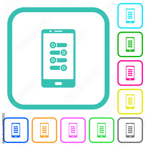 Mobile fine tune vivid colored flat icons