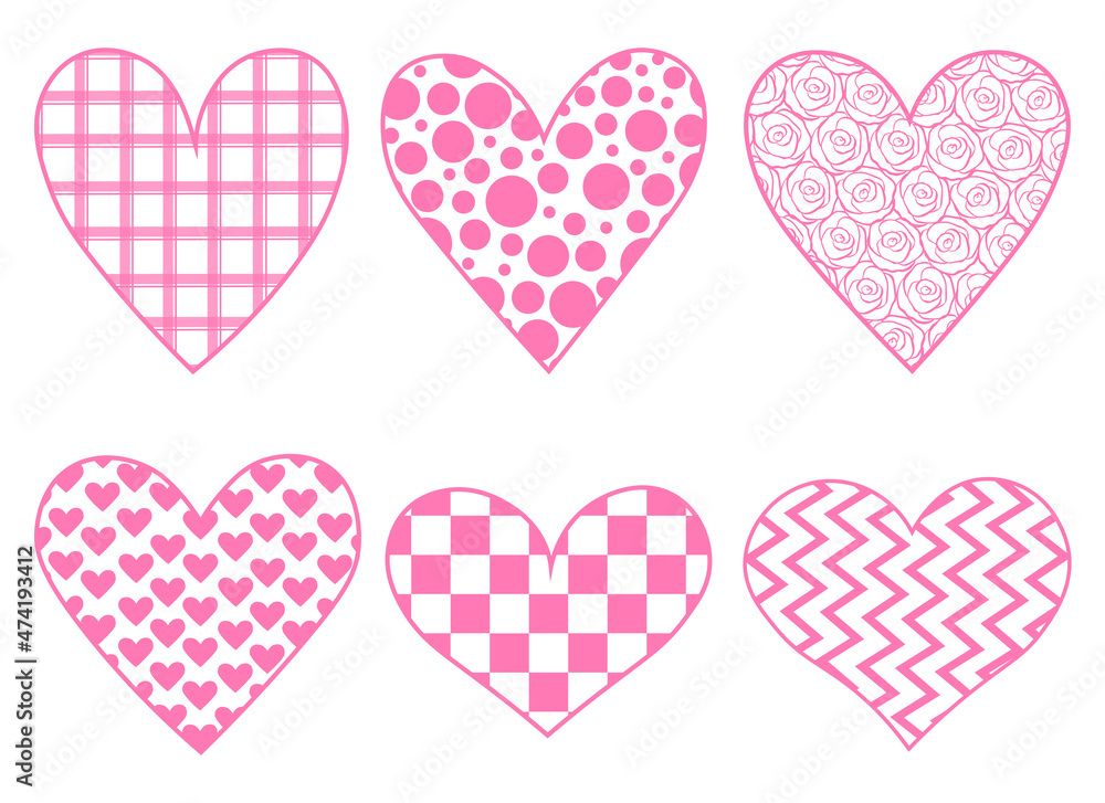 Hearts Valentines day ornaments vector illustration