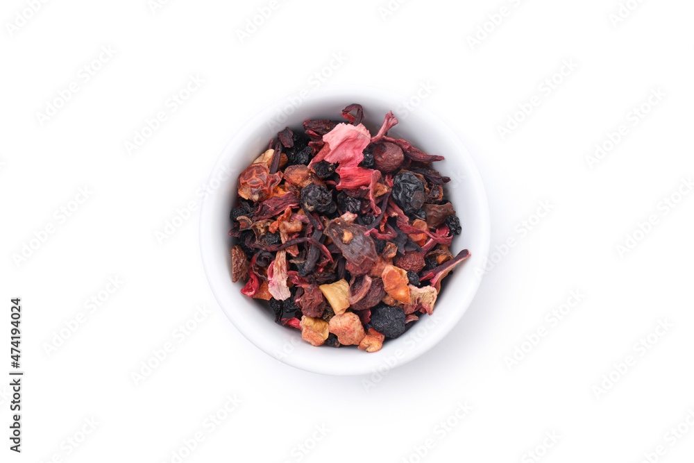 Bowl of fruit tea isolated on white background Bowl of fruit tea isolated on white background