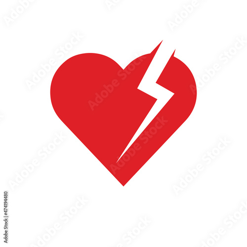 AED,automated external defibrillator / aed sign with heart and electricity symbol flat vector icon	