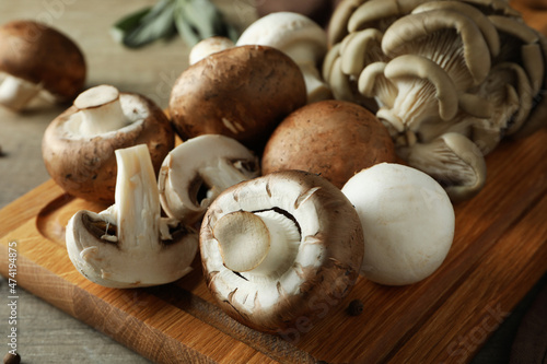 Concept of tasty food with mushroom, close up