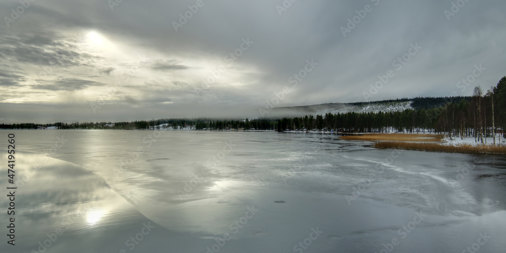 Fototapeta premium View over Lake Norsjon in northern Sweden