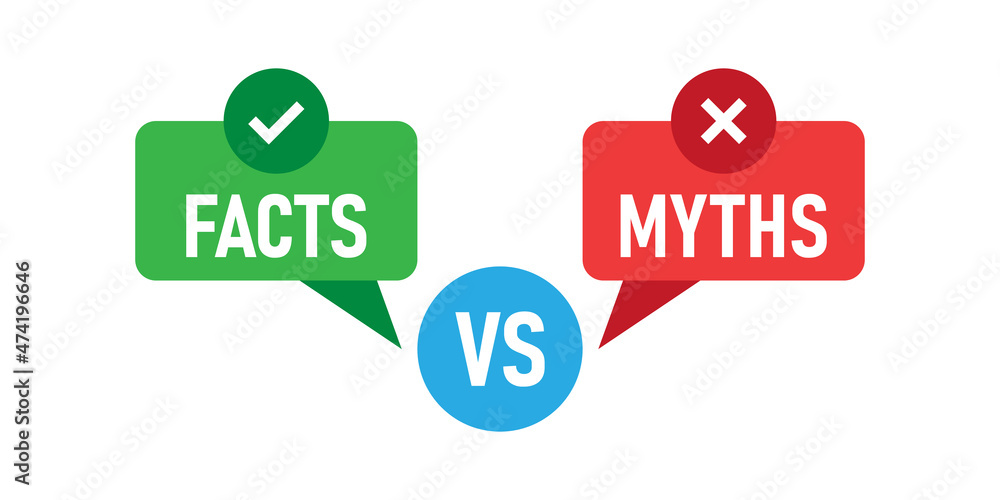 Myths vs facts icon in flat style. True or false vector illustration on white isolated background. Comparison sign business concept. Myths vs facts icon in flat style. True or false vector illustration on white isolated background. Comparison sign business concept.