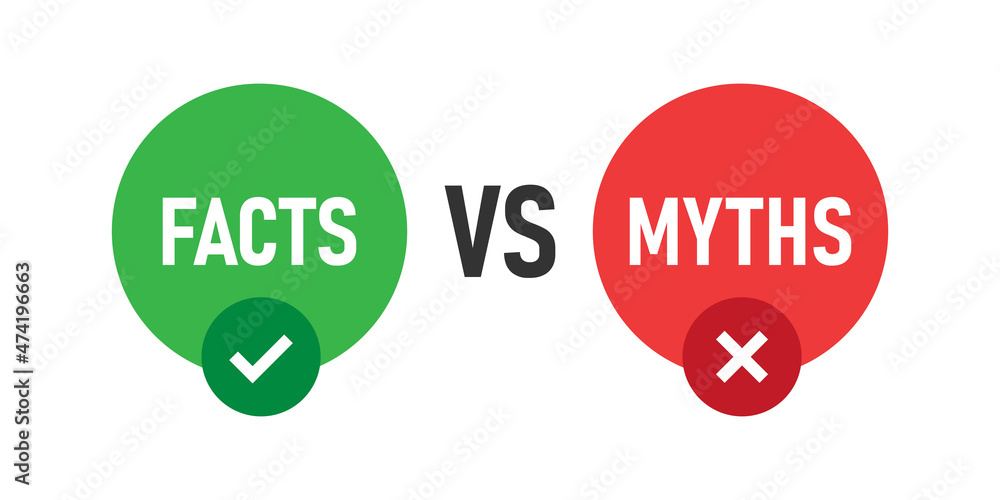 Myths vs facts icon in flat style. True or false vector illustration on white isolated background. Comparison sign business concept.