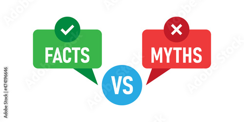 Myths vs facts icon in flat style. True or false vector illustration on white isolated background. Comparison sign business concept.