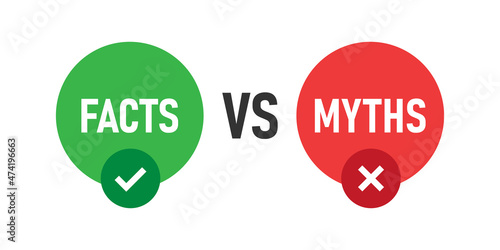 Myths vs facts icon in flat style. True or false vector illustration on white isolated background. Comparison sign business concept.