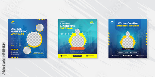 Digital marketing live webinar and corporate social media post template