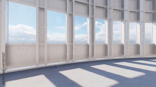 Architectural background of metal panels and windows 3d render