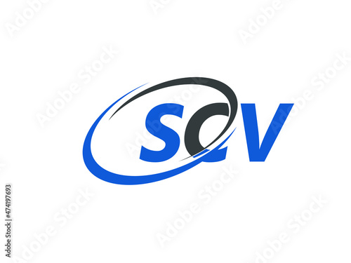SCV letter creative modern elegant swoosh logo design