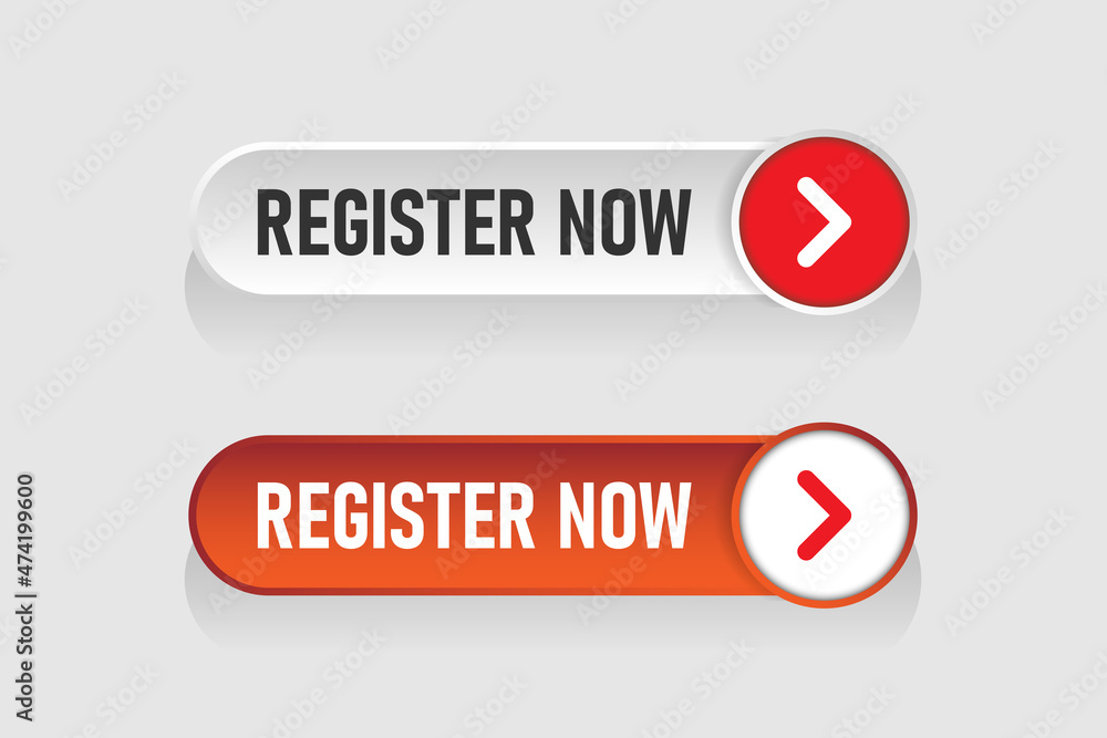 Register now buttons icon in flat style. Registration in services vector illustration on white isolated background. Membership sign business concept. Register now buttons icon in flat style. Registration in services vector illustration on white isolated background. Membership sign business concept.