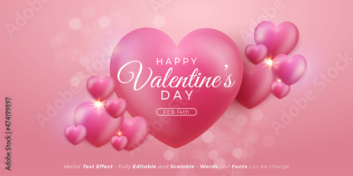 Realistic 3d Heart shaped background valentine day vector