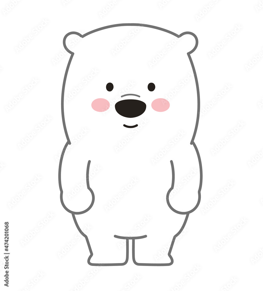 Fototapeta premium Polar bear waiting for a friend. Vector illustration isolated on a white background.