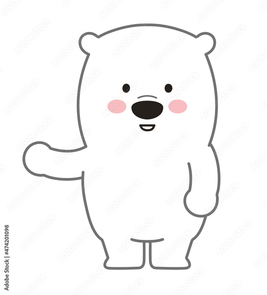 Fototapeta premium Polar bear introduces something. Vector illustration isolated on a white background.