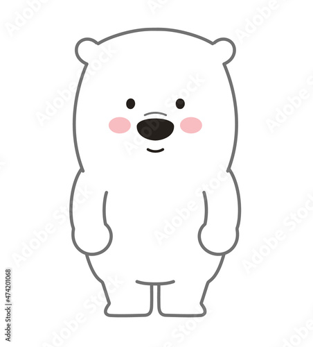 Polar bear waiting for a friend. Vector illustration isolated on a white background.